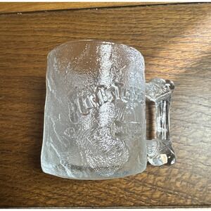 Flintstones Mug Cup McDonalds Vintage 1993 Roc Donalds Clear/Frosted Glass